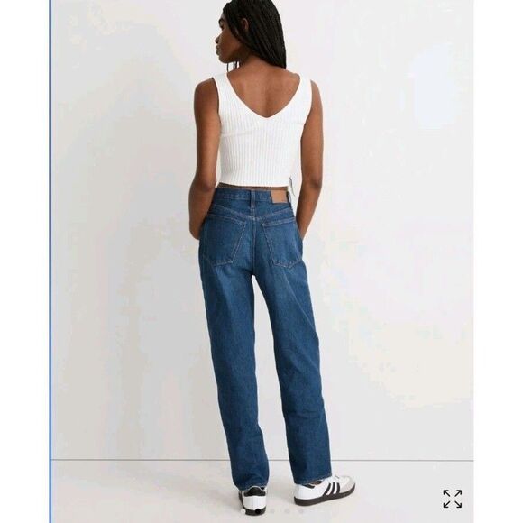 Madewell Baggy Straight Jeans Slouchy In Dark Worn Indigo Wash Size 26 - Picture 5 of 13